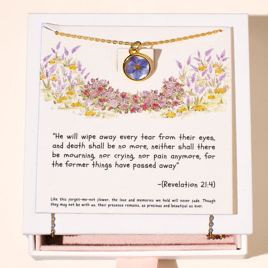 Forget Me Not Flower - Circle Necklace