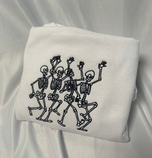 Dancing Skeletons Embroidered Crewneck