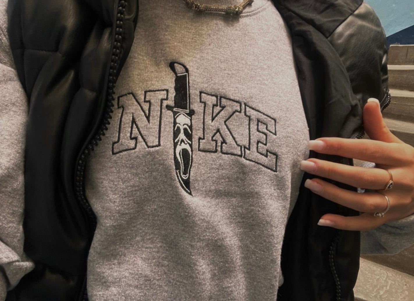 Scream Knife Embroidered Crewneck