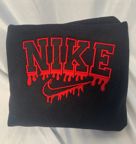 Red Spooky Drip Embroidered Crewneck