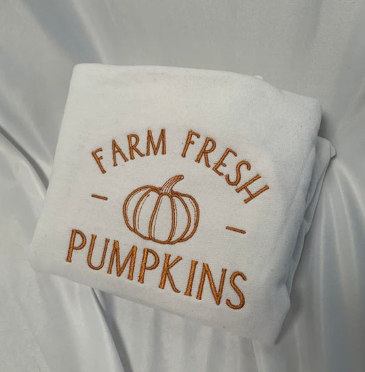 Farm Fresh Pumpkins Embroidered Crewneck