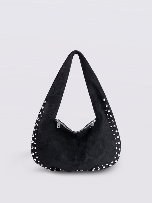 Studded Suede Shoulder Bag