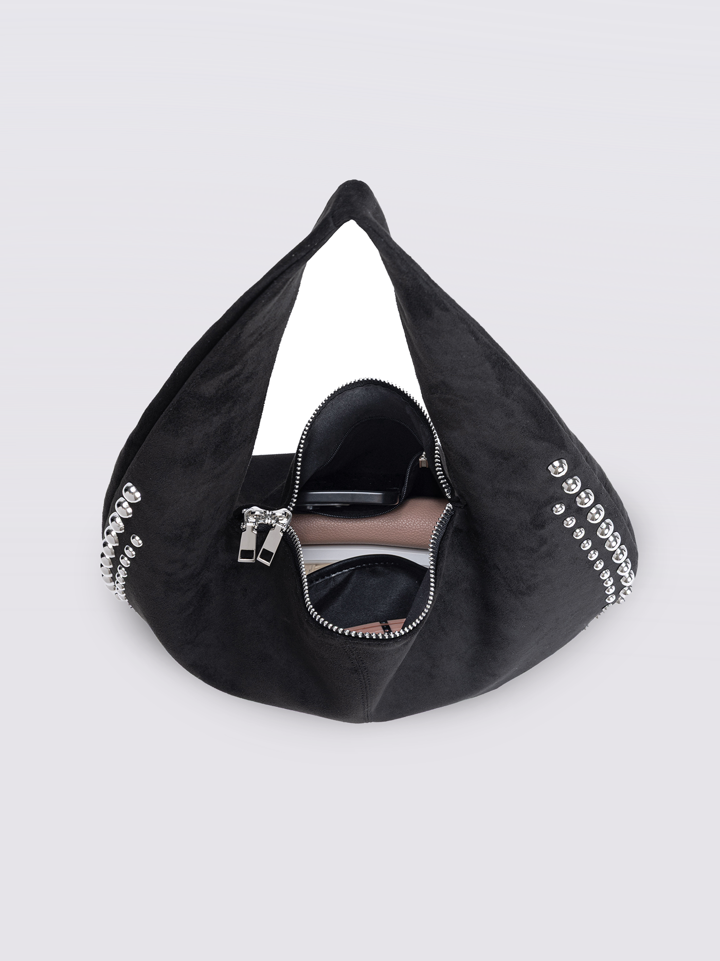 Studded Suede Shoulder Bag