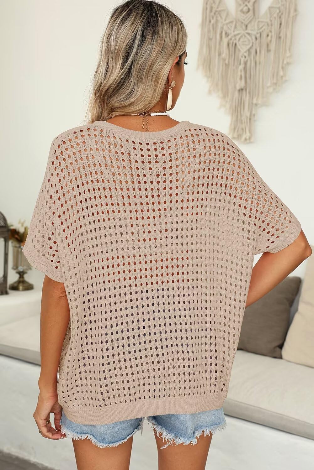 Women's Summer Hollow Out Crochet Knit Tops Beach Coverup (Buy 2 Free Shipping)