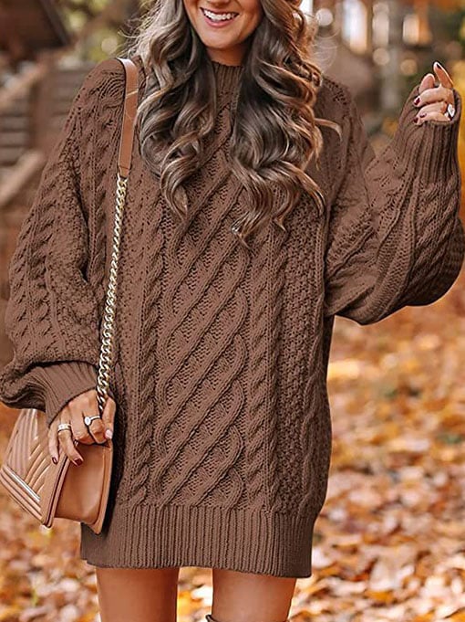 Women'S Loose Large Size Cable Knit Jumper