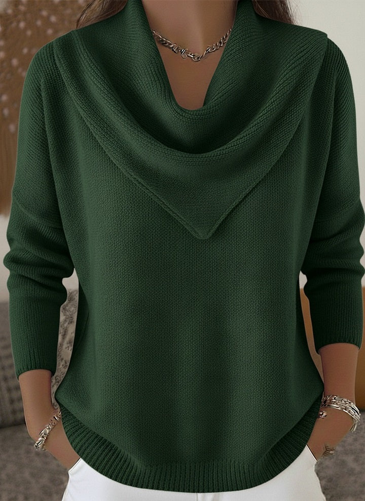 HOT SALE🔥 Elegant Retro Soft Triangle Neck Solid Color Sweater Top