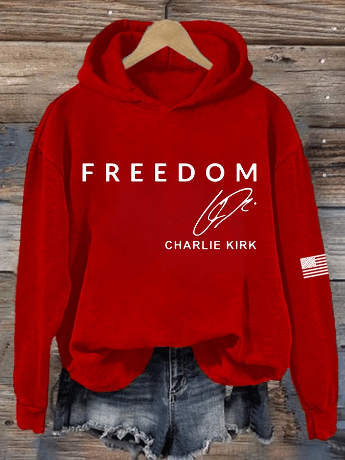Women's Freedom Print Hooded Sweatshirt