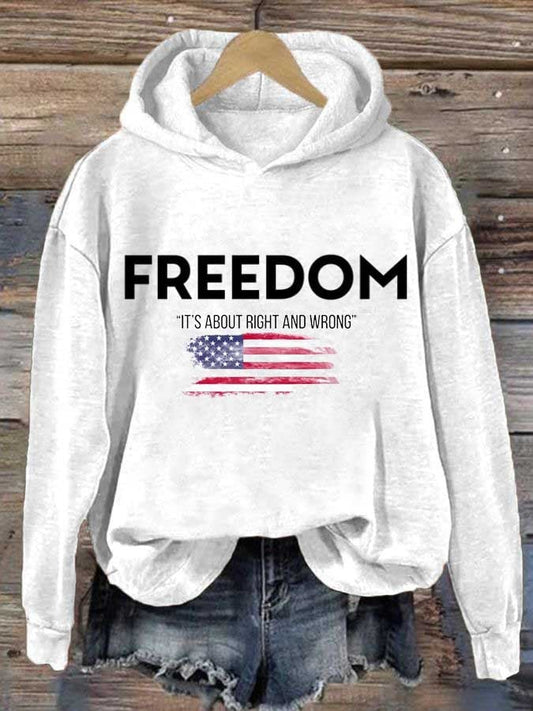 Women's Freedom Print Casual Hoodie Sweatshirt