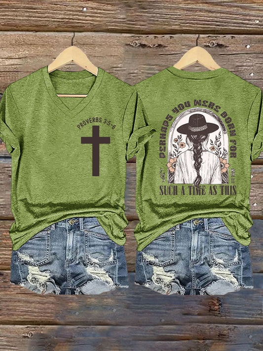 Womens Retro Western Denim Faith Print T-Shirt