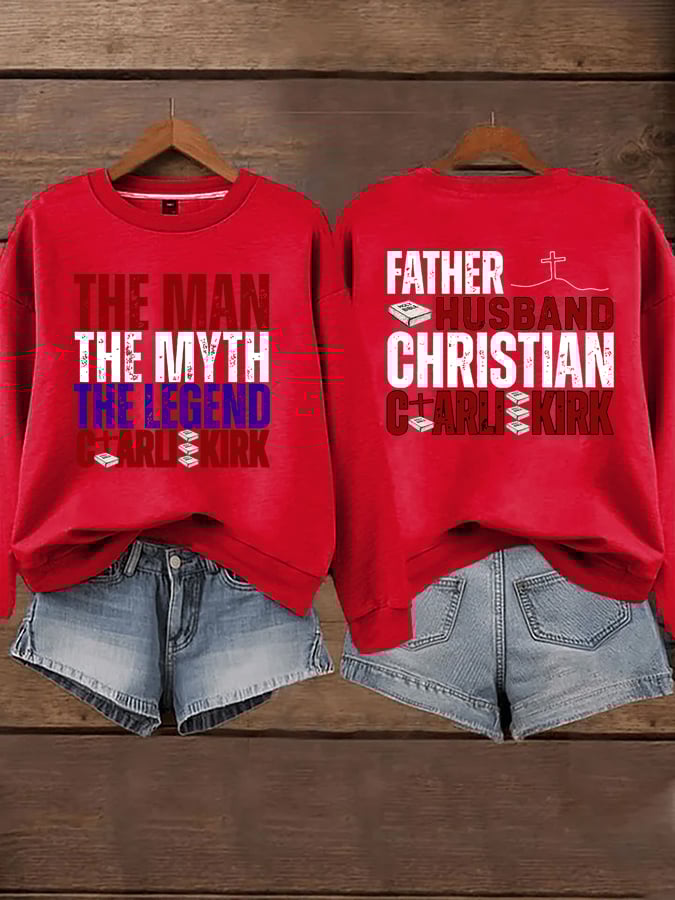 Women's Retro Father Husband Christian The Man The Myth The Legend Printed Sweatshirt