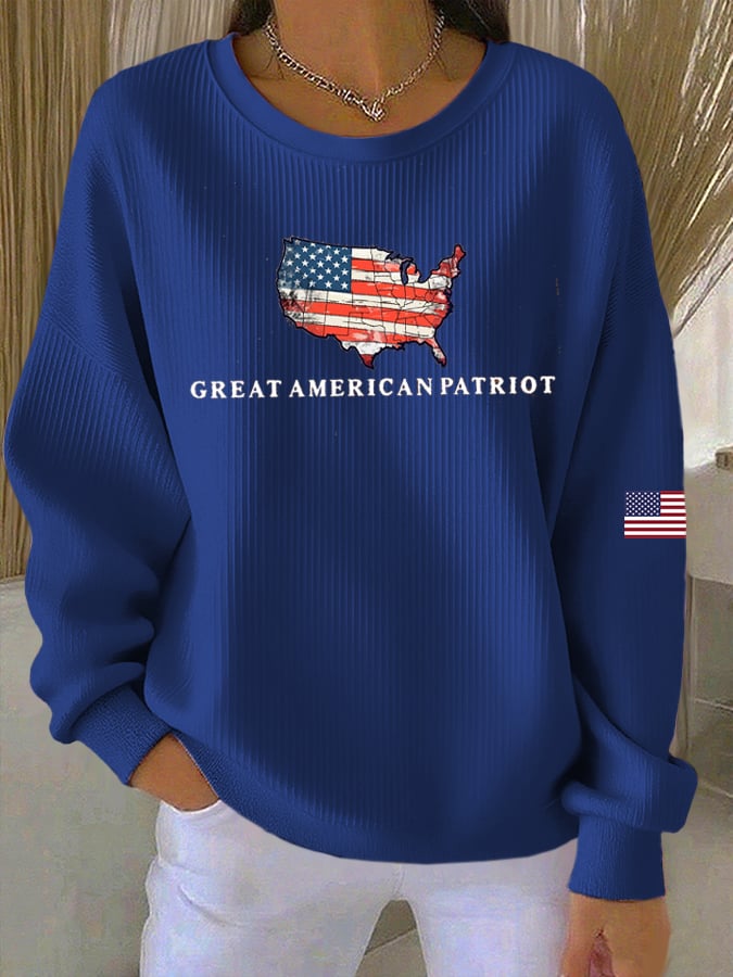 Women's Print Knit Crew Neck Long Sleeve Top