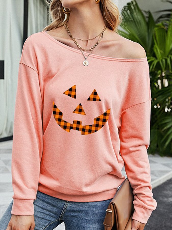 Fashion Halloween Print Loose Long Sleeve T-Shirt