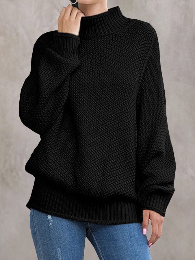 Women'S Loose Solid Color Casual Pullover Sweater