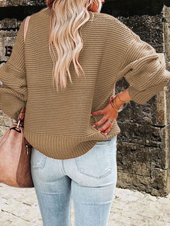 Women'S Loose Solid Color Casual Pullover Sweater