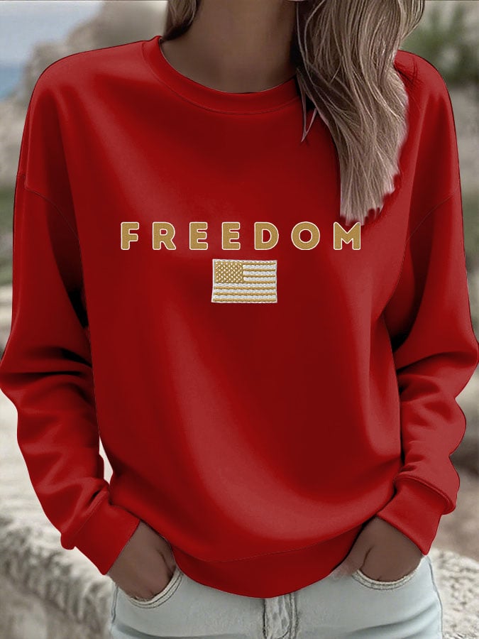 Women's Freedom Print Crew Neck Sweatshirt