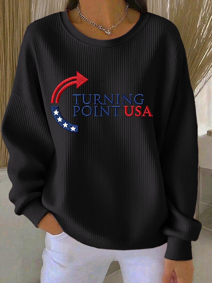 Women's Turning Point USA Print Round Neck Sweatshirt