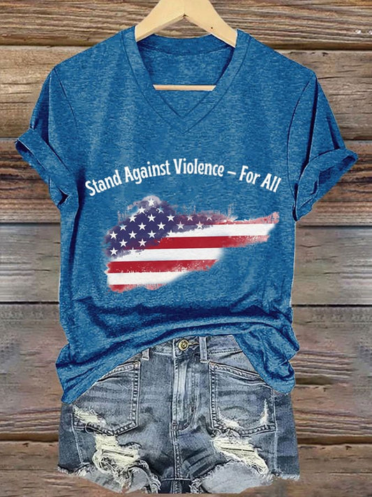 Women's Hot Spot Print V Neck T-shirt