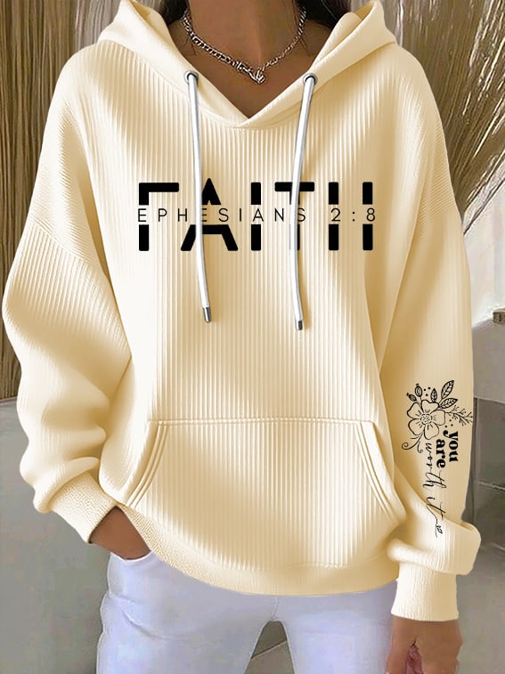 Women's Faith Print Casual Hoodie
