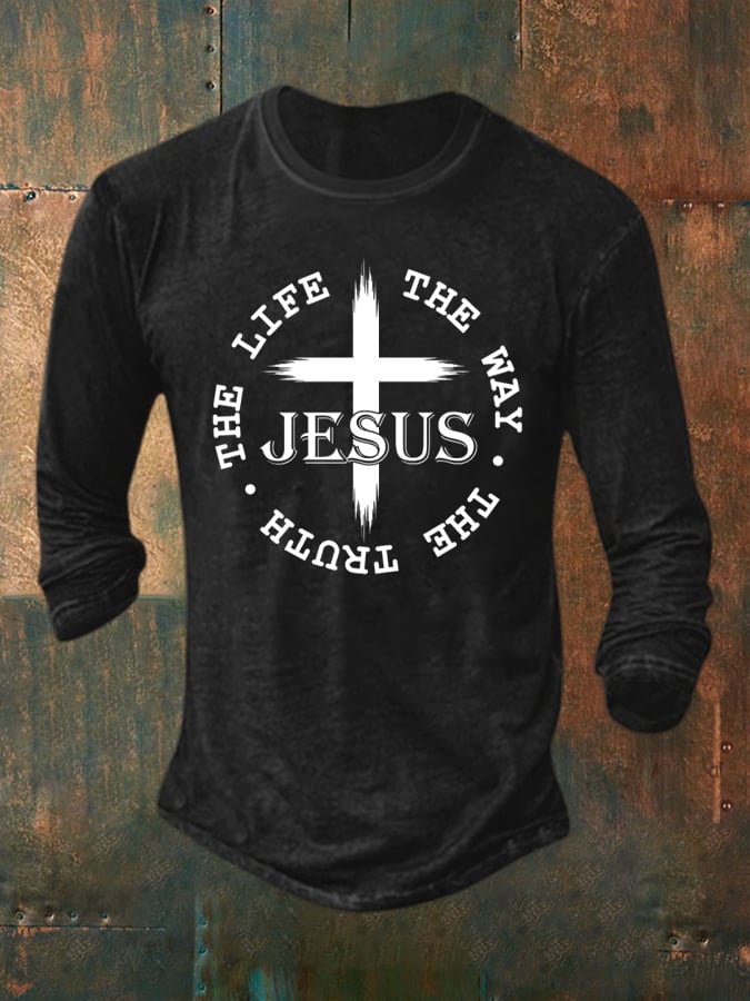 Men's Jesus The Way The Truth The Life Print Long Sleeve T-Shirt