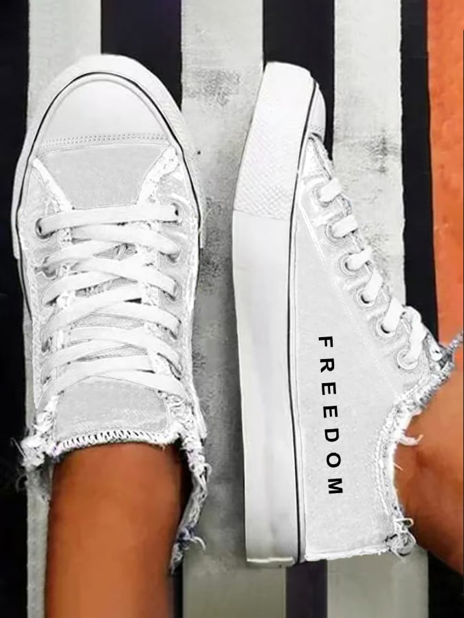 Women'S Freedom Print Casual Canvas Shoes