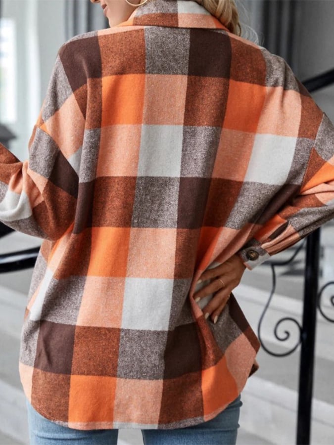 Trendy Plaid Print Loose Long Sleeve Shirt