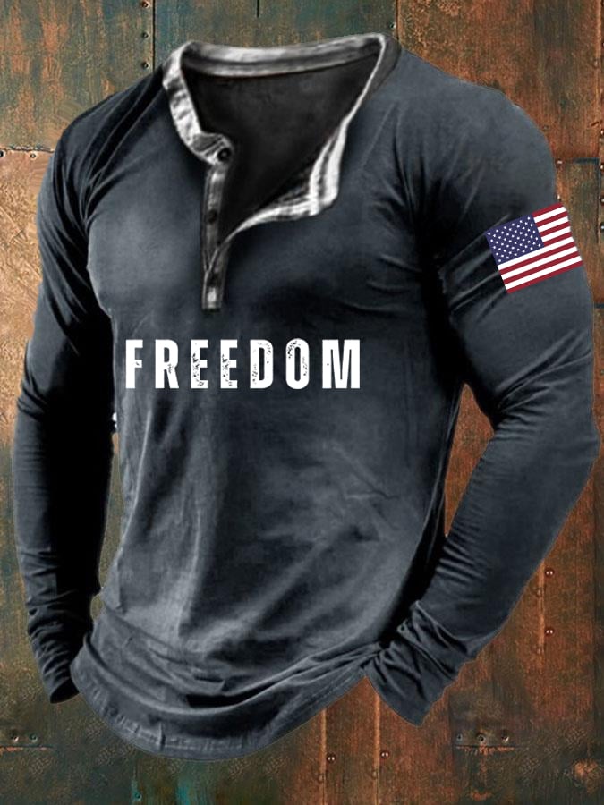 Men'S Freedom  Print Casual Top