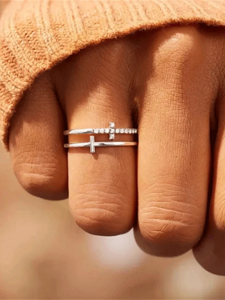 Women'S Fashion Double Cross Ring