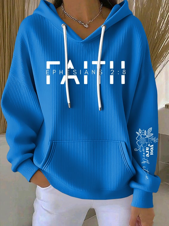 Women's Faith Print Casual Hoodie
