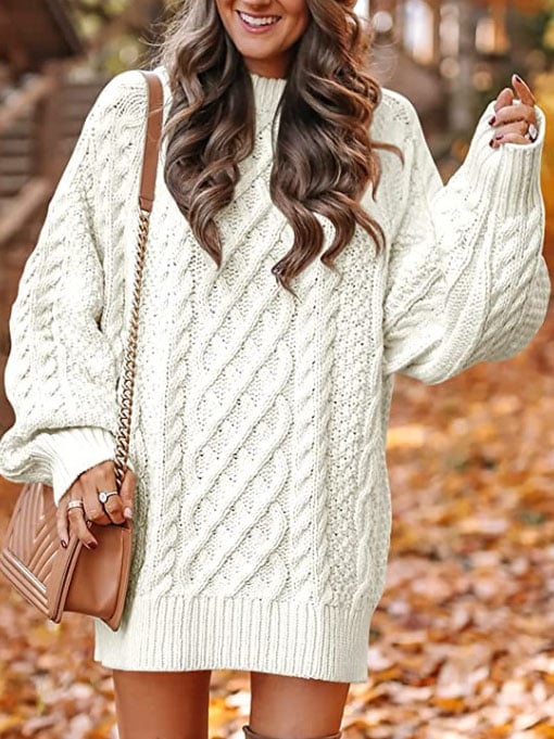 Women'S Loose Large Size Cable Knit Jumper