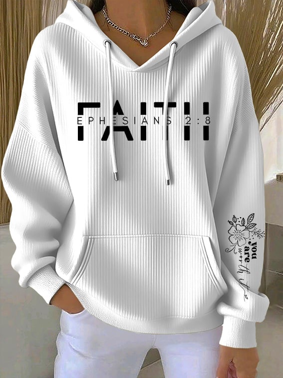 Women's Faith Print Casual Hoodie
