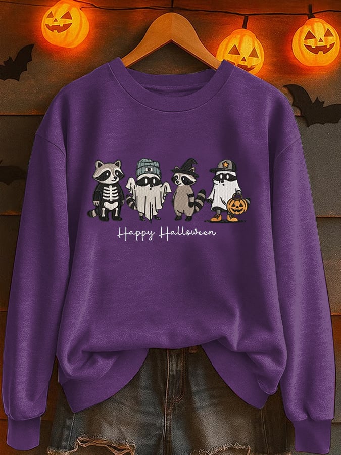 Women's Halloween Raccoon Casual Sweatshirt