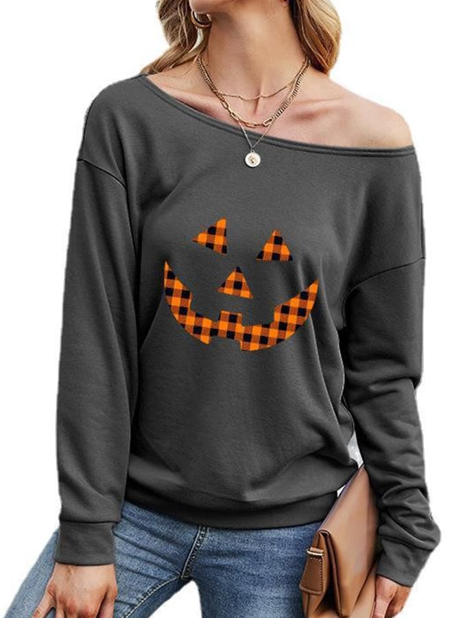 Fashion Halloween Print Loose Long Sleeve T-Shirt