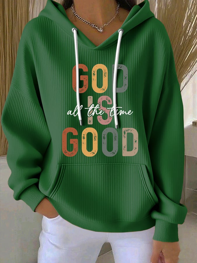 Women's God Is Good All The Time Print Casual Hoodie