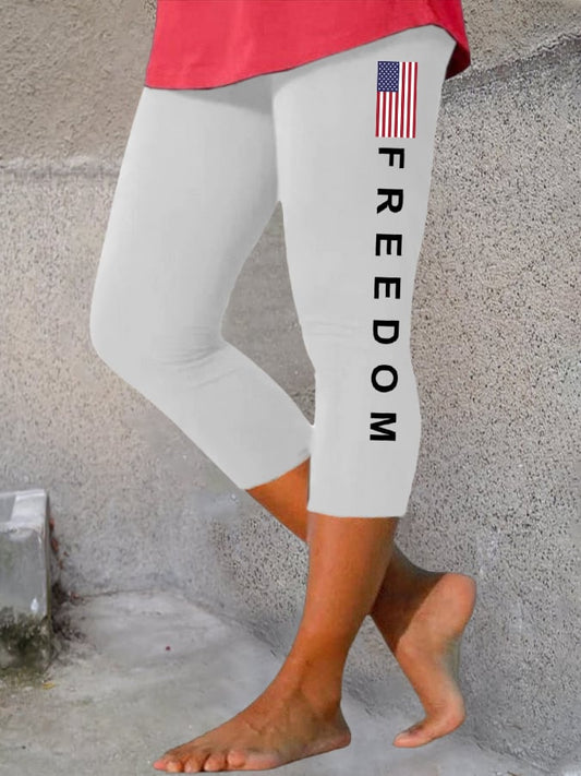 Women's Freedom American Flag Print Casual Leggings
