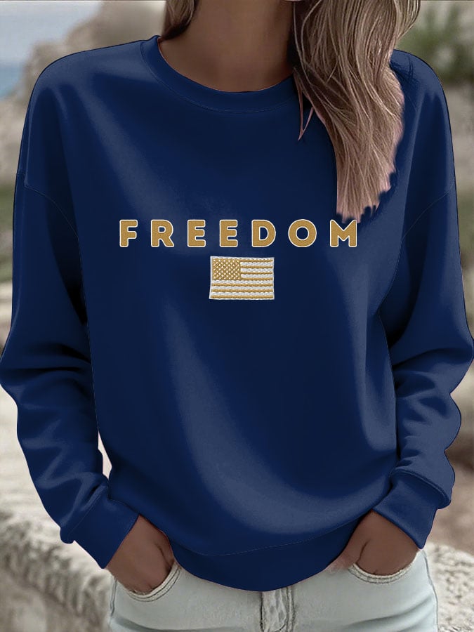 Women's Freedom Print Crew Neck Sweatshirt