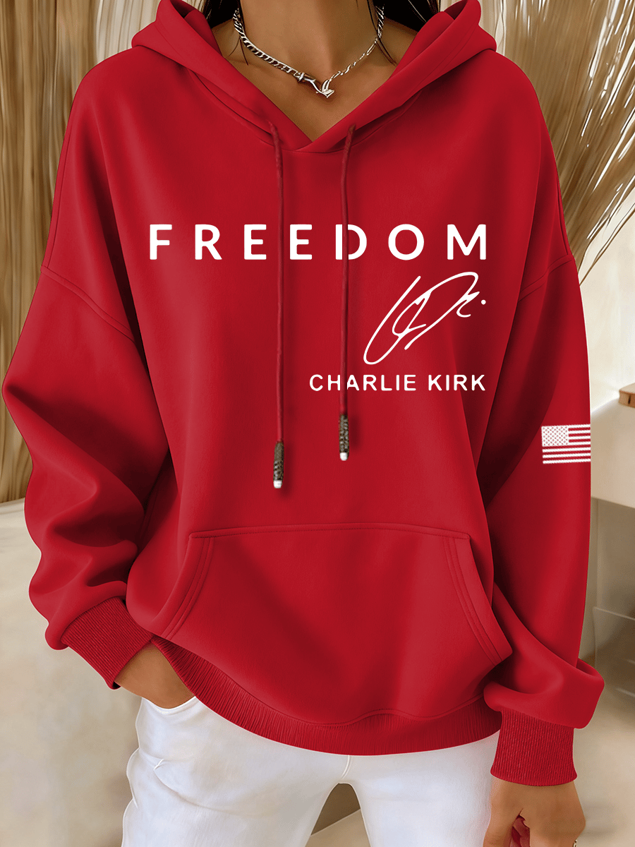 Women's Freedom Heat Transfer Cotton Hooded Sweatshirt