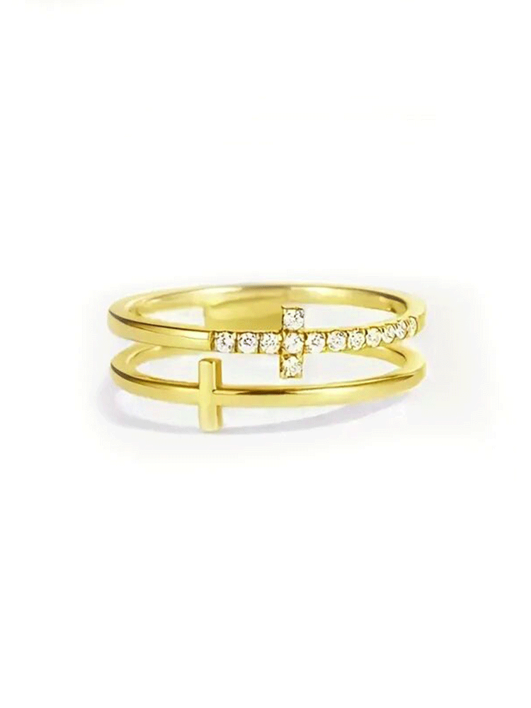 Women'S Fashion Double Cross Ring