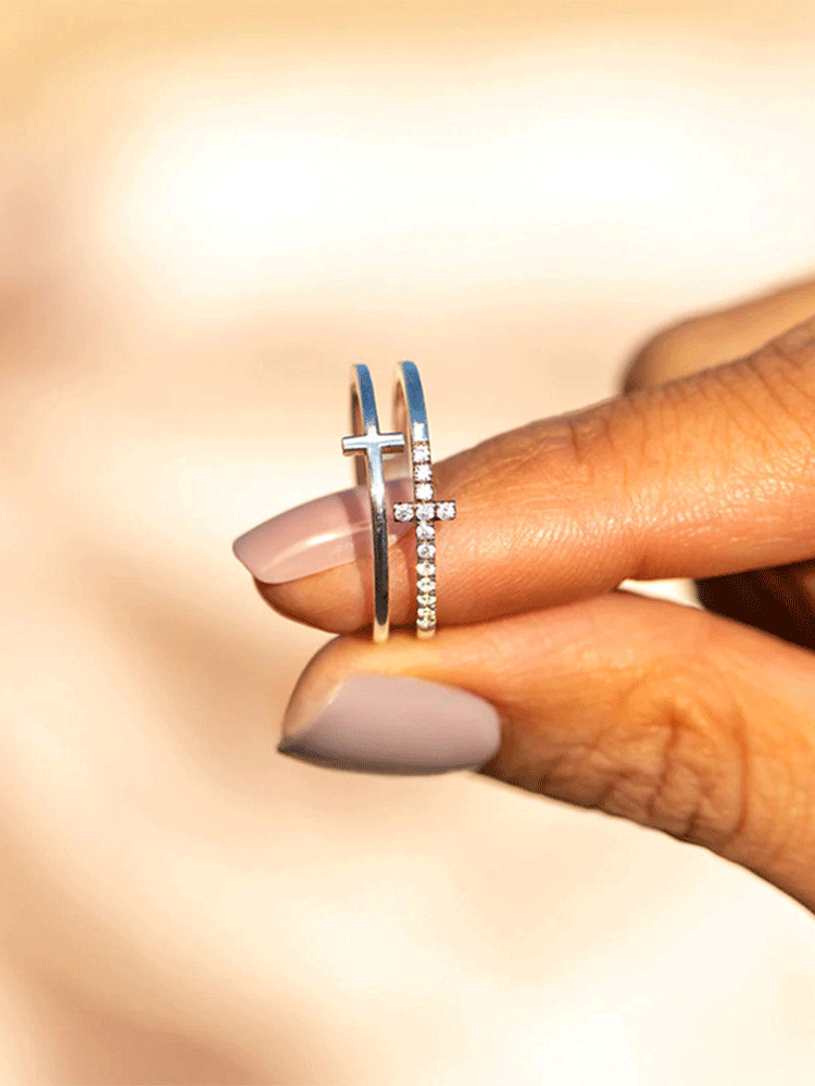 Women'S Fashion Double Cross Ring