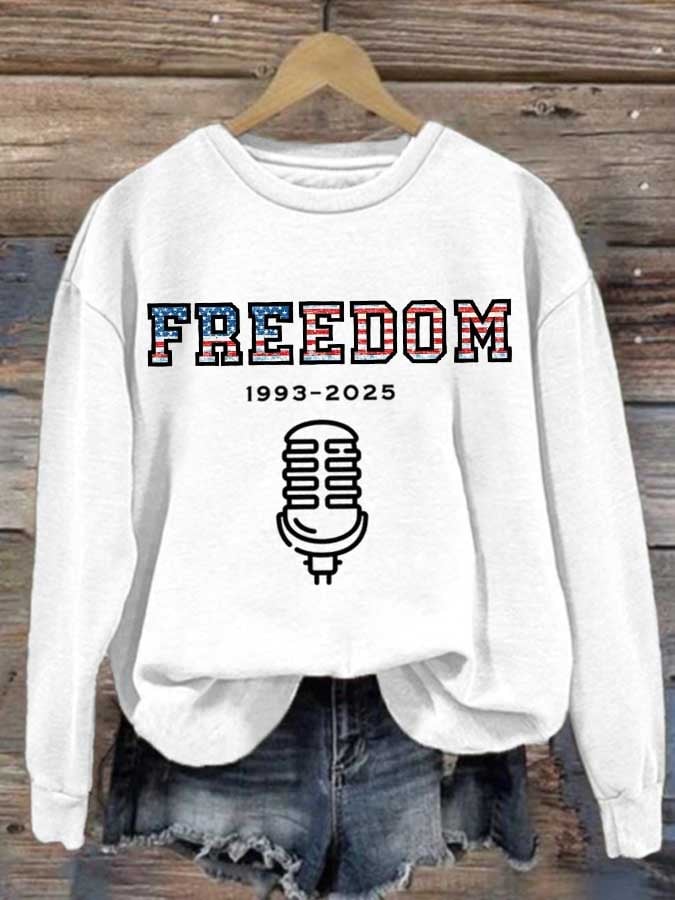 Women's Freedom American Flag Print Waffle Hoodie