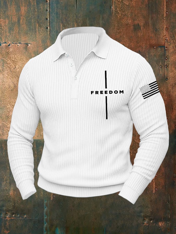Men's Casual Freedom Faith Flag Knitted Polo