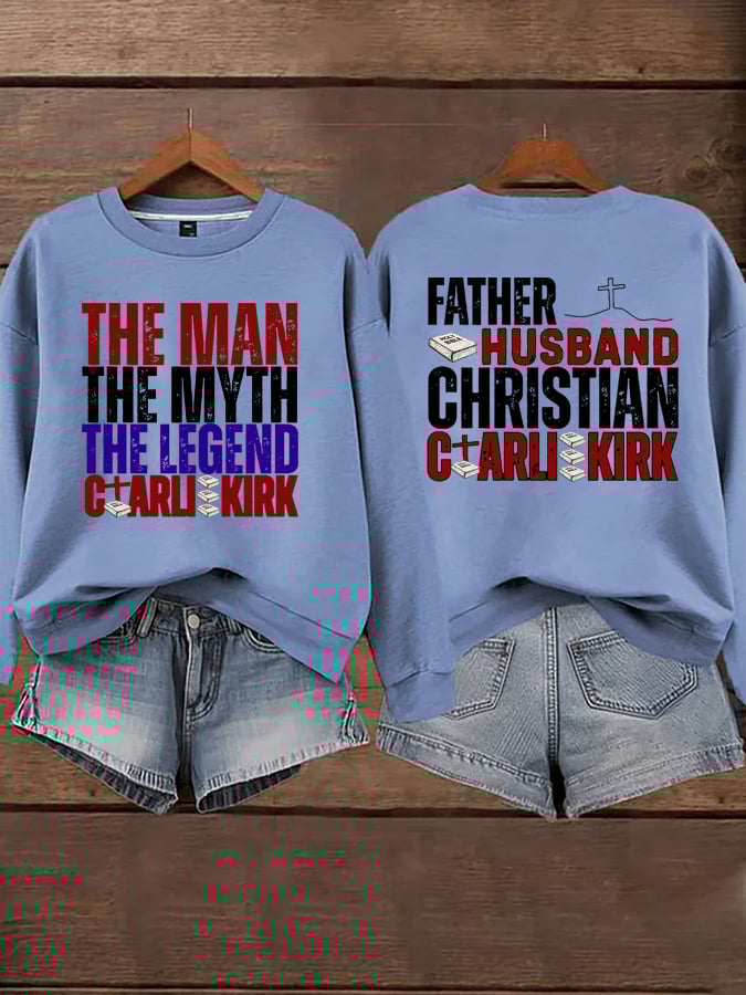 Women's Retro Father Husband Christian The Man The Myth The Legend Printed Sweatshirt