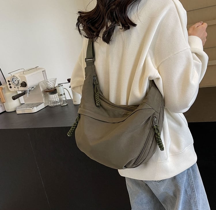 Designer Direct Sales👜Women's Fashion Plain Color Nylon Crossbody Hobo Bag