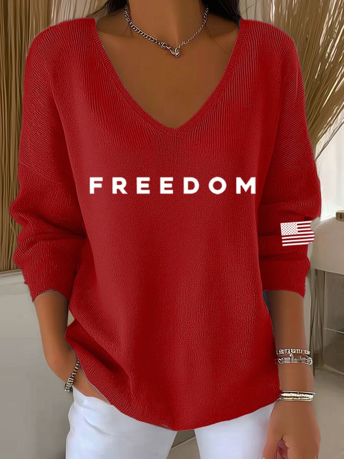 Women's Freedom Print Long Sleeve Top