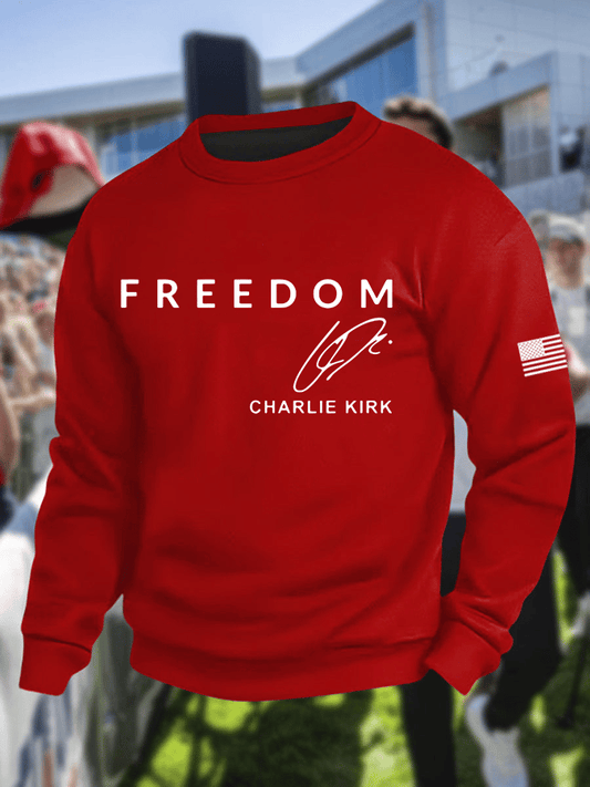 Men's Freedom Print Crew Neck Sweatshirt