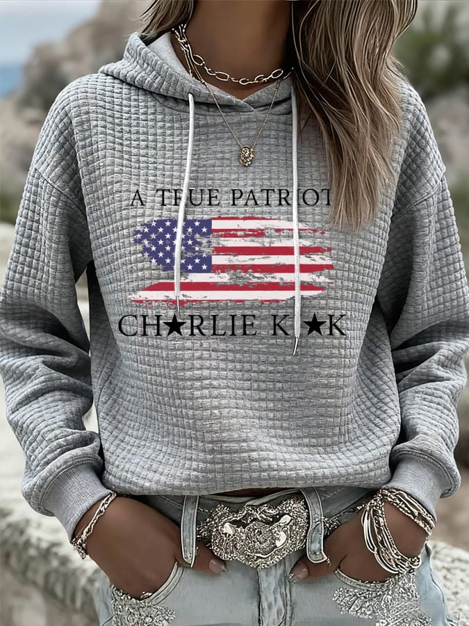 Women's Freedom American Flag Print Casual Hoodie