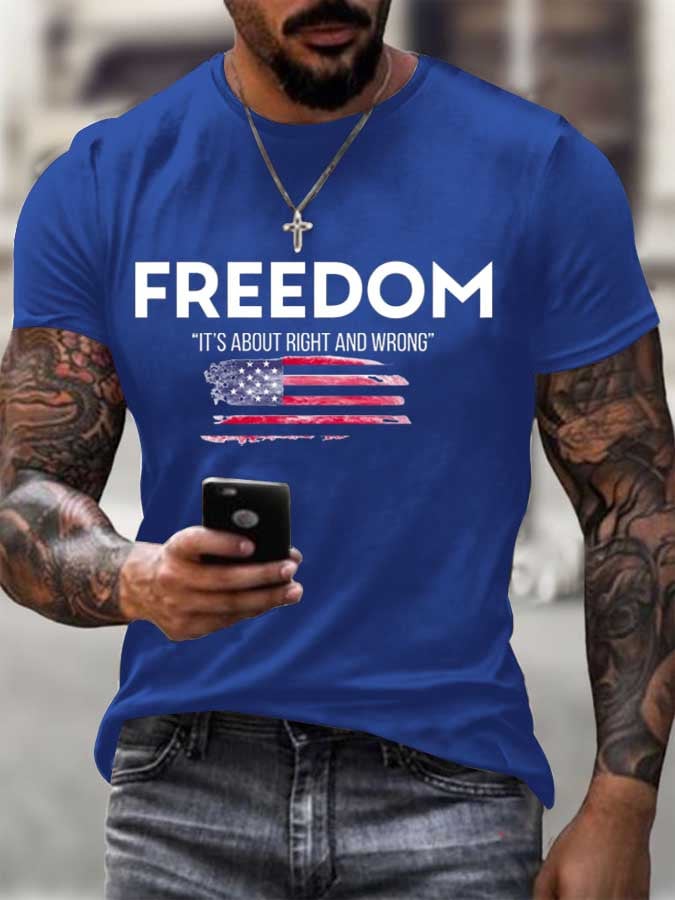 Men's Freedom Flag Print T-Shirt