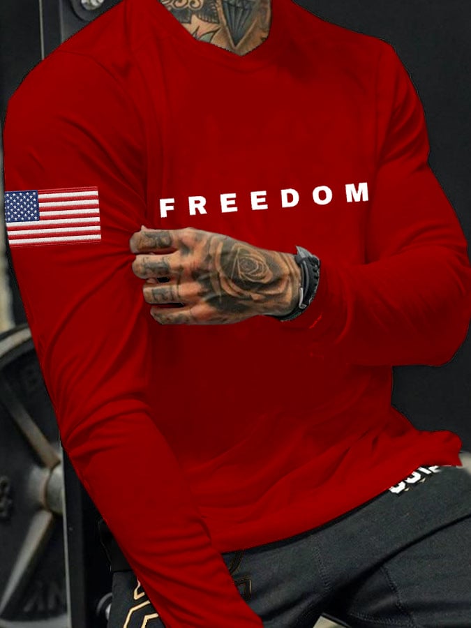 Men'S Casual Freedom Print T-Shirt
