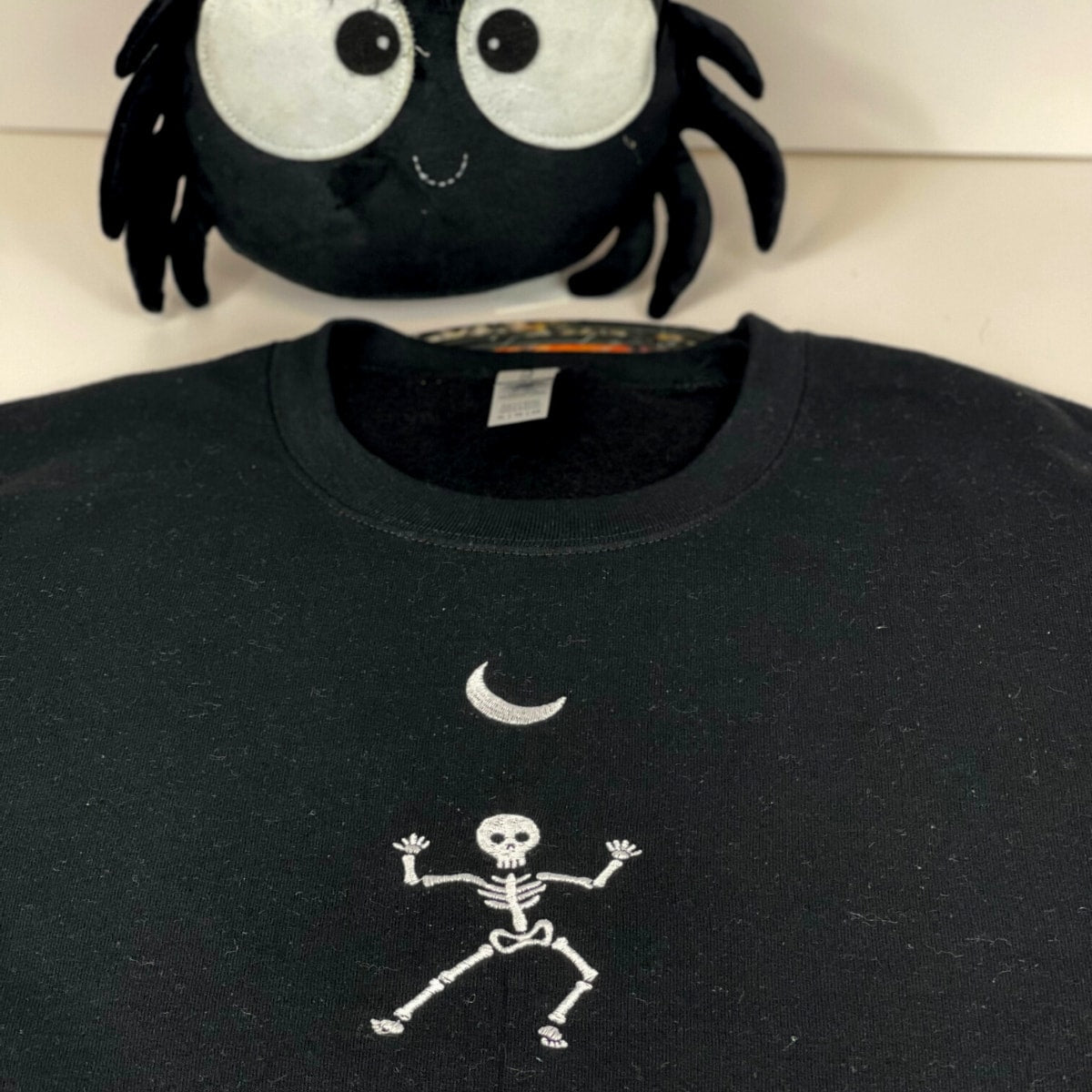 Dancing Skeleton Crewneck, Embroidered Halloween Sweatshirt, Hoodie