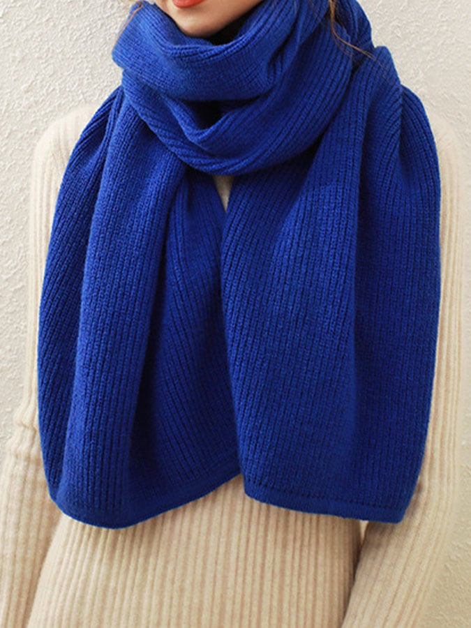 Solid Color Warm Knitted Scarf