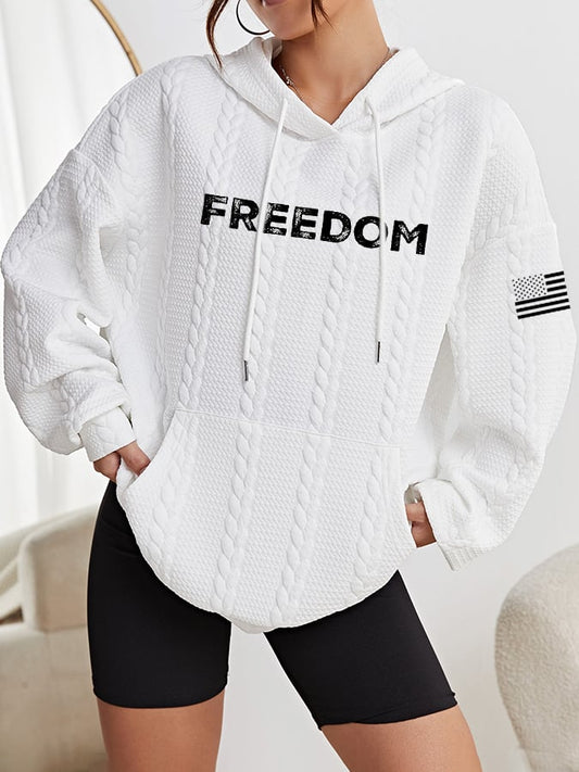 Women's freedom flag Printed Hooded Sweatshirt